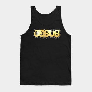 Shiny black and Gold JESUS word ver15 Tank Top